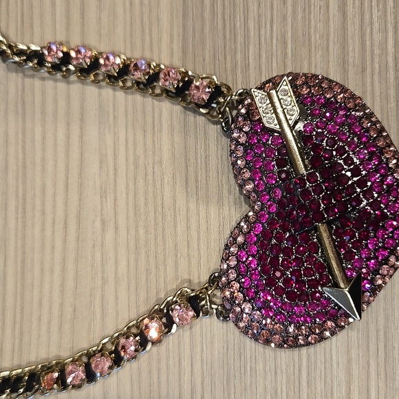 Massive betsey Johnson chocker rhinestones heart - Picture 2 of 4